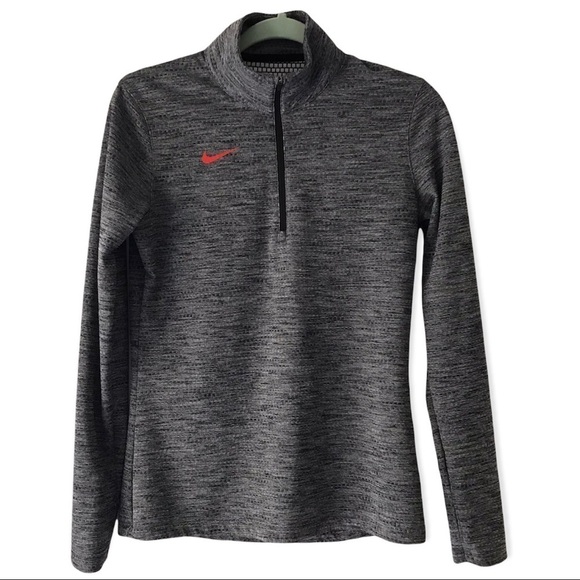 Nike Dri Fit Heathered Gray Long Sleeves Pullover Running Training Shirt Jacket - Picture 1 of 14